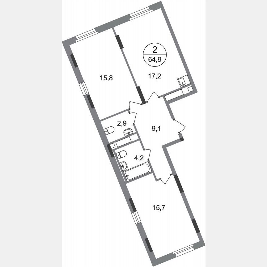 2-к. квартира, 64,9 м², 11/17 эт.