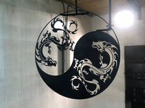 Декоративное панно на стену из металла "Драконы Ин