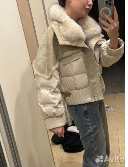 Куртка с мехом песца женская