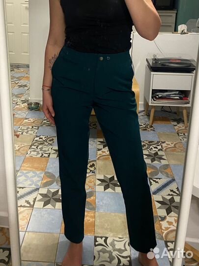 Брюки изумрудного цвета, zarina, s