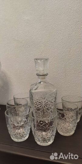Графин хрустальный с 6 бокалами