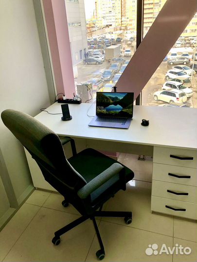 Стол офисный лофт с тумбой белый (160 x 75 x 75 )