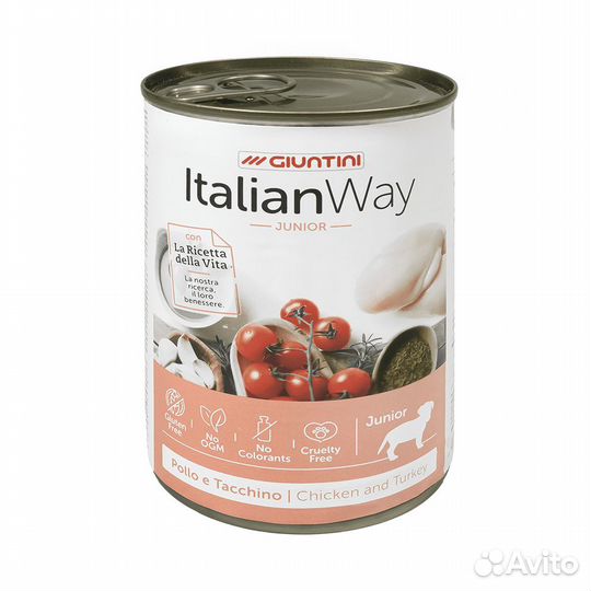 Italian Way Консервы безглютеновые для щенков: мяс