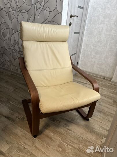 Кресло поэнг IKEA натуральная кожа