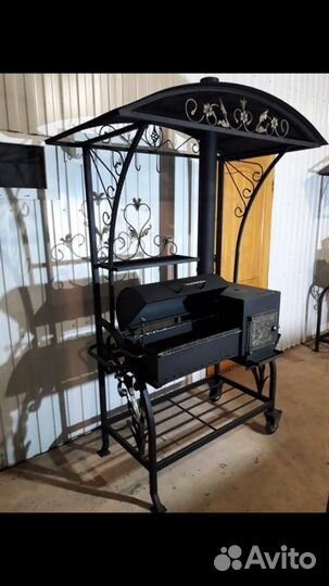 Мангал с печью под казан и крышей