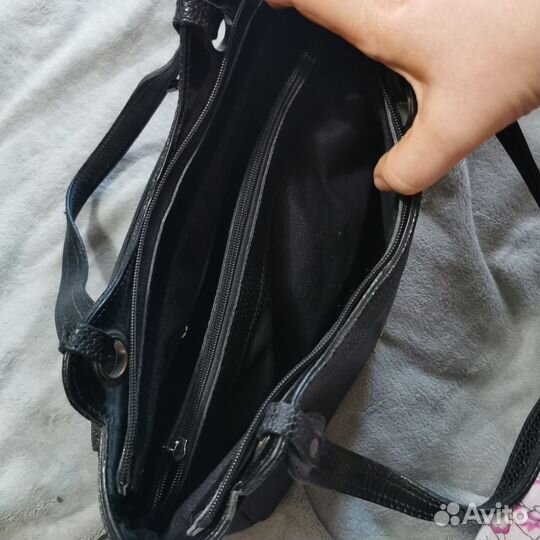 Сумка женская натуральная кожа черная бу