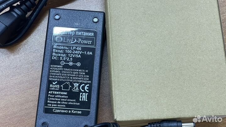 Оптом от 10шт. Новые адаптеры 12В 5А блоки питания