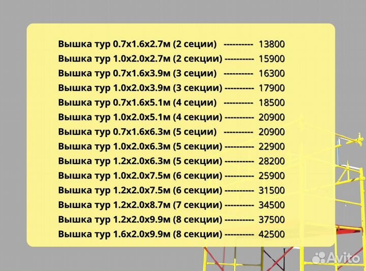 Вышка тур 1.2х2.0х8.7м (7 секции)