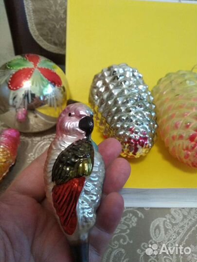 Елочные игрушки СССР кремлёвские и попугай ГДР