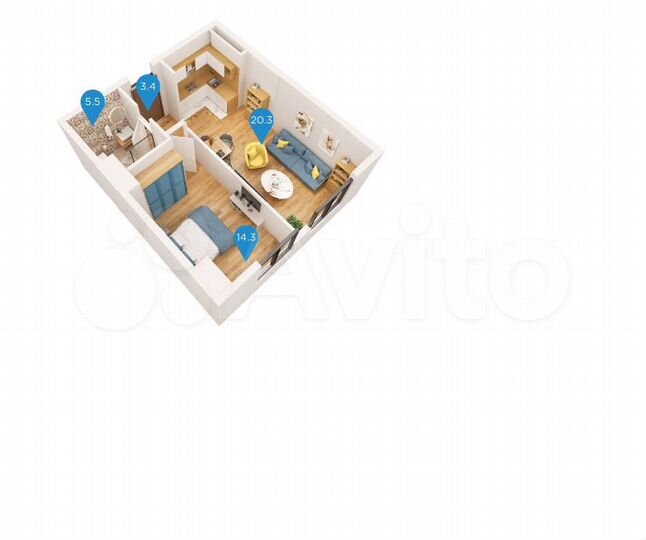 1-к. квартира, 42 м² (Грузия)