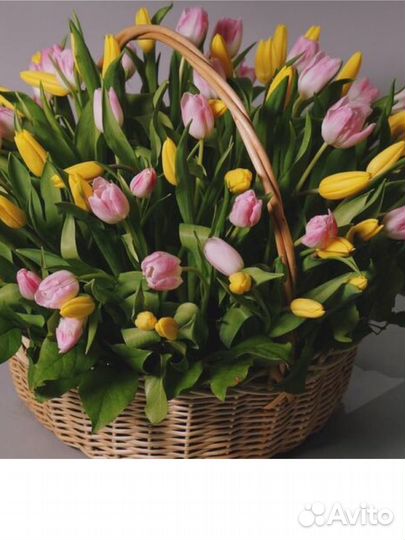 Корзины французская роза тюльпаны гортензии