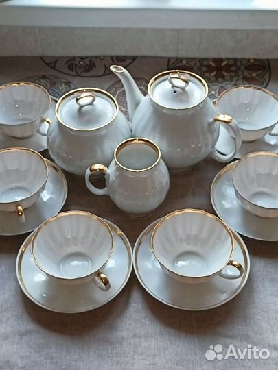 Чайный сервиз СССР дулево Белый лебедь