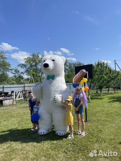 Большой белый мишка Медведь поздравление Аэромишка