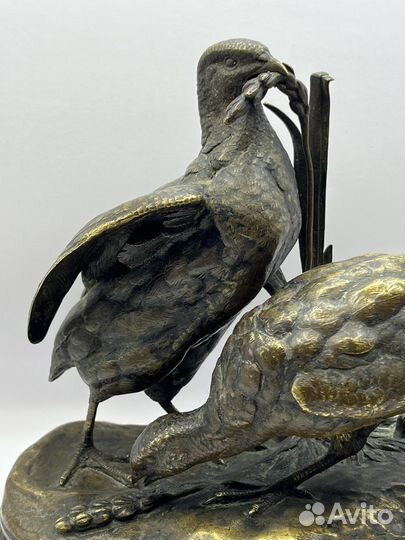 Статуэтка антикварная Птенцы, Муанье, бронза XIX в