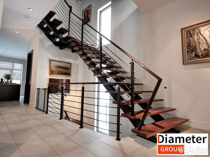 Установка прямой лестницы из сосны