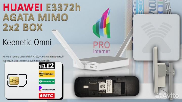 Роутер keenetic Omni huawei E3372h agata mimo BOX
