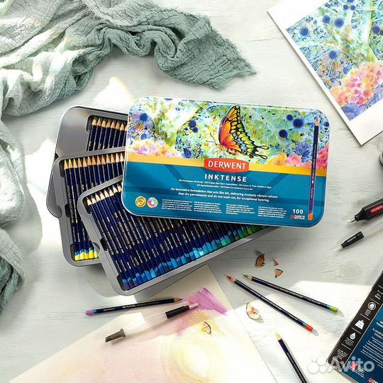 Акварельные карандаши Derwent inktense, 100