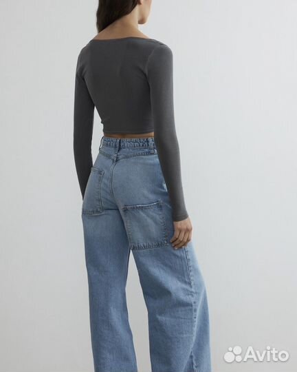 Топ-лонгслив корсетный женский lime серый