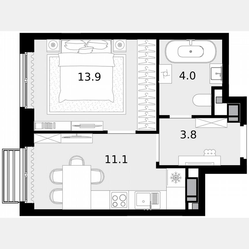 1-к. квартира, 32,8 м², 19/22 эт.