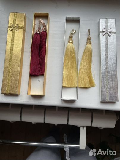 Серьги кисти желтый, бордо