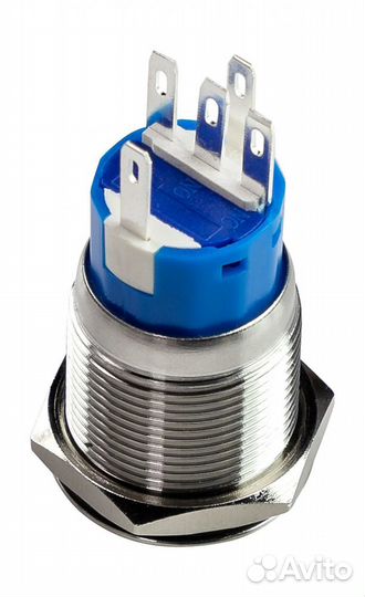 Кнопка без фиксации, подсветка синяя, 12В PB4212TB