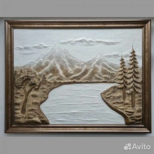 Картина барельеф горы ручная работа