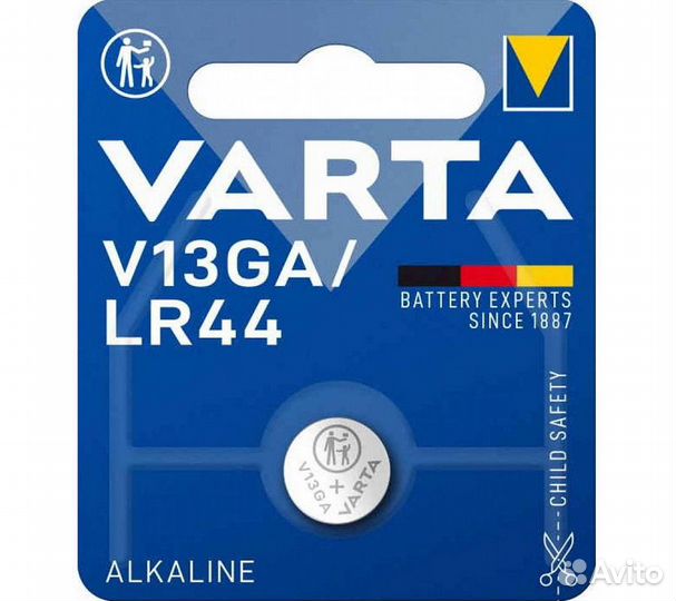 Батарейка щелочная varta V13GA 1.5В блистер 1 шт