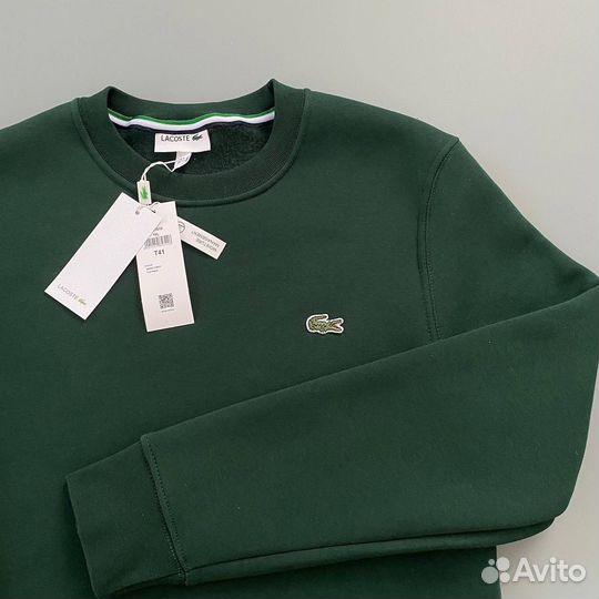 Свитшот lacoste зеленый с начесом