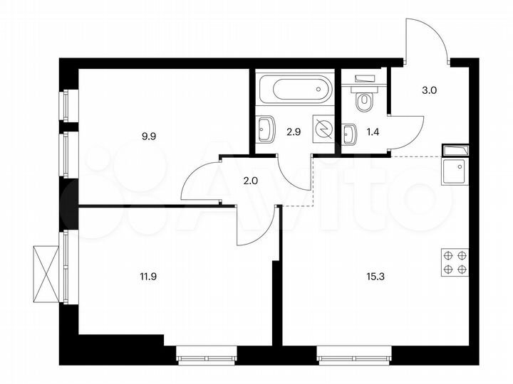 2-к. квартира, 46,4 м², 31/33 эт.