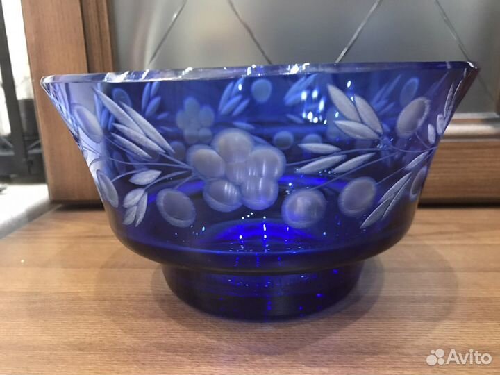 Ваза для фруктов. Хрусталь. Кобальт. СССР