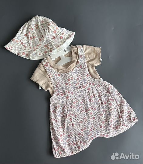 Комплект 3ка С&А боди,песочник,панама