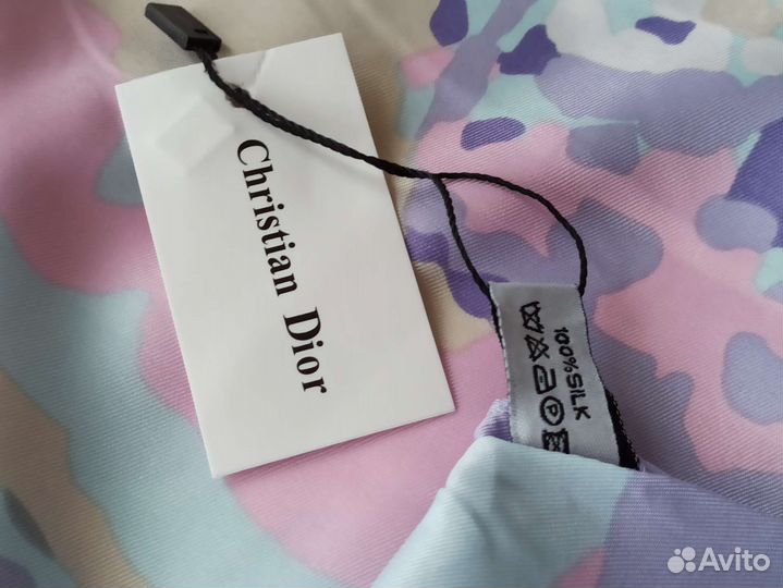 Платок Шелковый Christian Dior розовый голубой