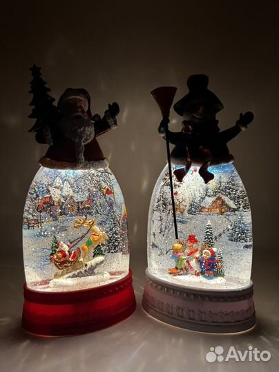 Дед мороз и снеговик фонарь новогодний