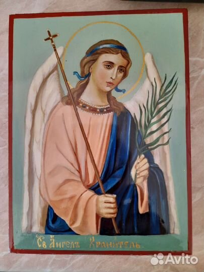 Рукописная икона Ангел Хранитель