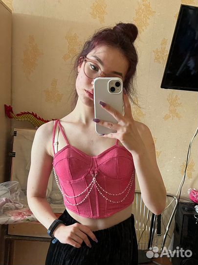 Топ корсет розовый shein s