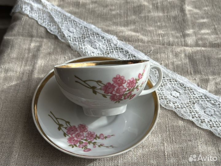 Винтажная Чайная пара дулево вербилки СССР
