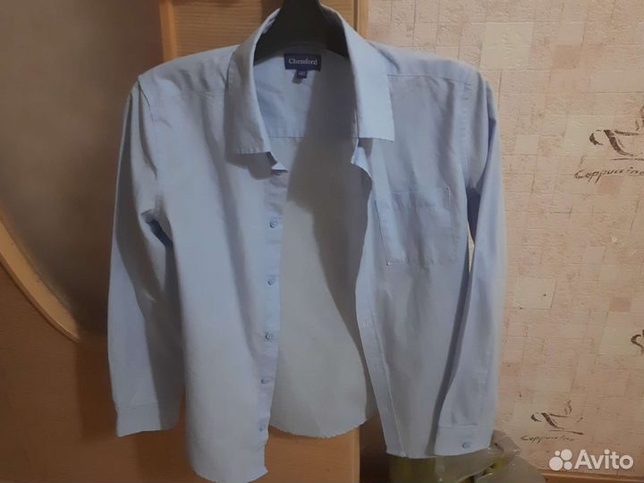Новые синие брюки и рубашки бу р. 140-150