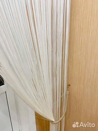 Штора кисея с пришитой лентой белая