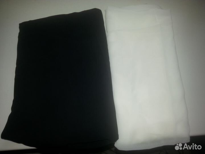 Натуральный шифон отрезы черный и белый, СССР