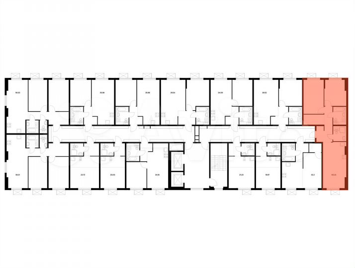 2-к. квартира, 63,2 м², 7/9 эт.