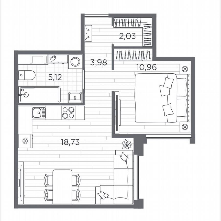 1-к. квартира, 40,8 м², 4/5 эт.