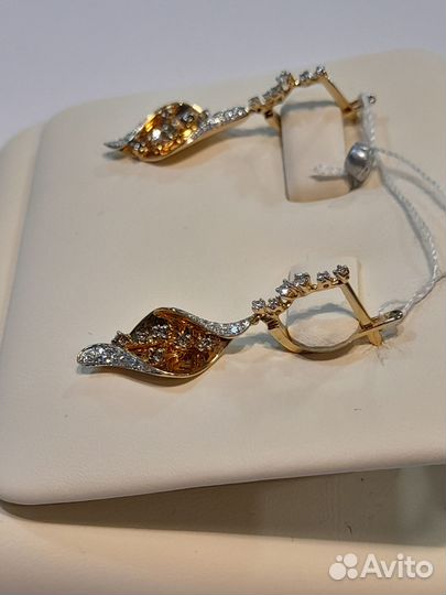 3277 Серьги золотые 585 с бриллиантами