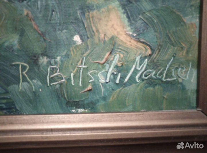 Старенькая картина пейзаж. Франция