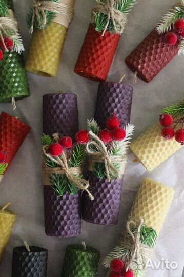 Свечи из вощины новый год набор свечей