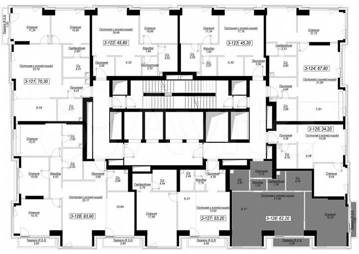 1-к. квартира, 62,2 м², 17/41 эт.