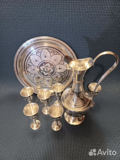 Серебряный сервиз для крепких напитков Кубачи