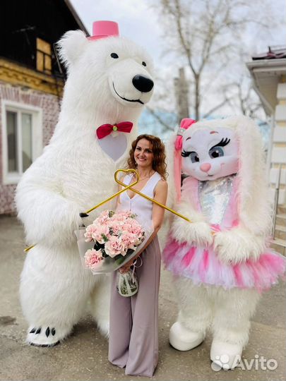 Белый мишка и панда поздравление зайка аниматор