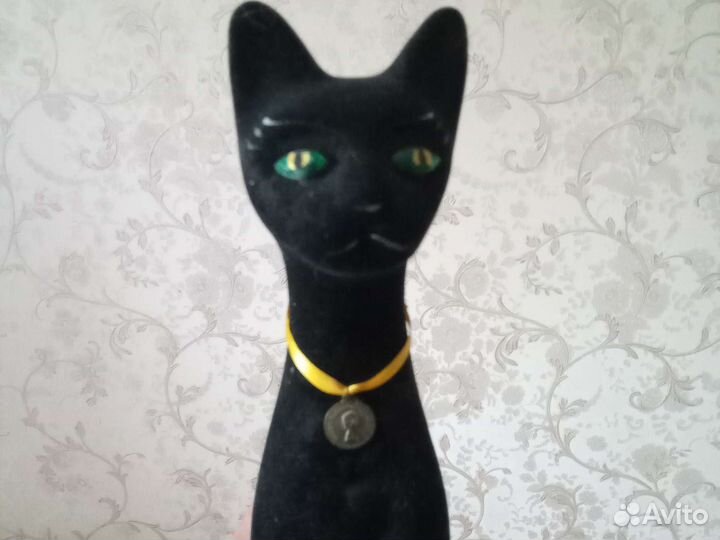 Кошка копилка фарфор бархотка высота 45 см