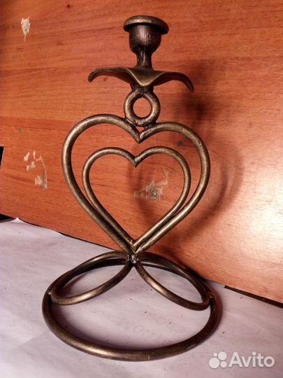 Кованый подсвечник-Два сердца