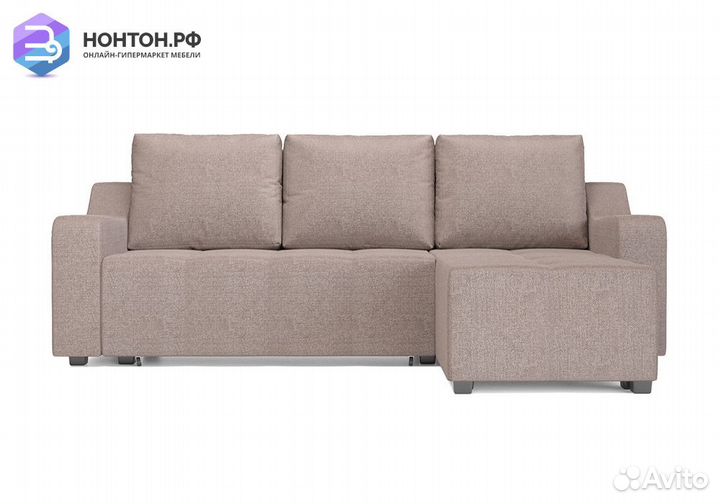 Угловой диван еврокнижка Берн рогожка бежевая